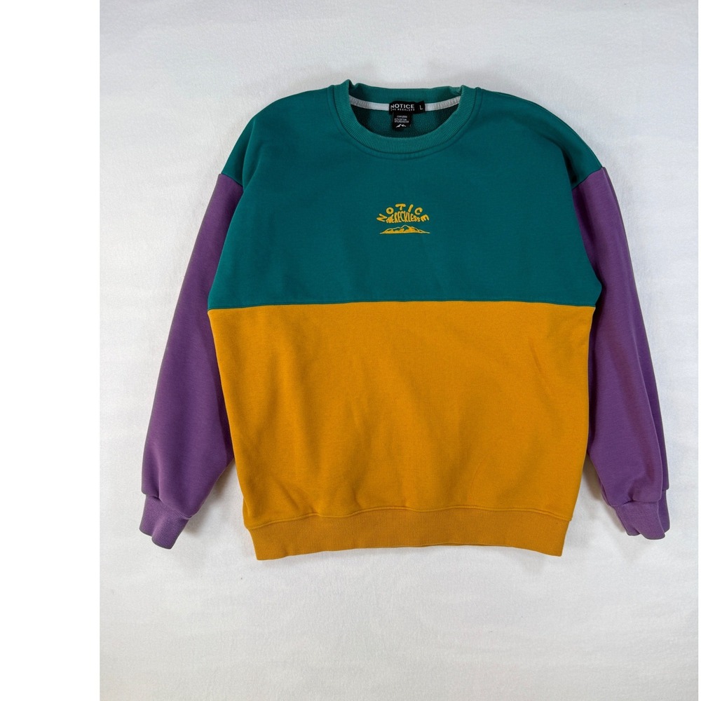 Notice The Reckless Large Sweatshirt Retro Colorblock Cotton Blend Fleece